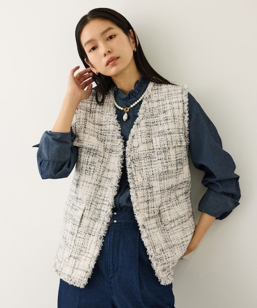 ROPE'（ロペ）の「ツイードVネックジレ（ベスト・レディース・キナリ系/サックス・F）」の19枚目の写真