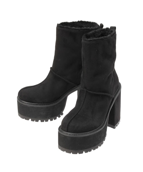 GYDA（ジェイダ）の「フェイクムートンplatformショートブーツ（ブーツ・レディース・ブラック/ベージュ・S/M/L）」の4枚目の写真
