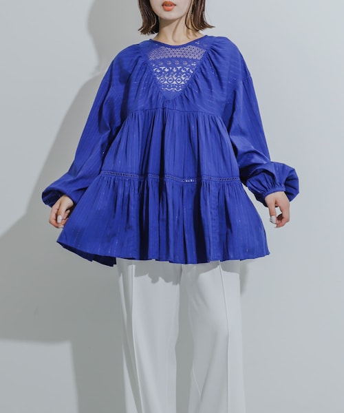 SENSE OF PLACE by URBAN RESEARCH（センスオブプレイスバイアーバンリサーチ）の「インドレースティアードチュニック（チュニック・レディース・OFF WHITE/BLUE/BLACK・one）」の3枚目の写真