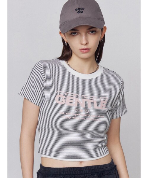 EMODA（エモダ）の「ジェントルプリントTシャツ（Tシャツ/カットソー・レディース・ホワイト/グレー/ピンク/ブラウン・F）」の11枚目の写真