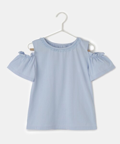 ROPE' PICNIC(ロペピクニック)の「【KIDS/キッズ】肩あきフリルハーフスリーブトップス(Tシャツ/カットソー・キッズ・ブラック/オフホワイト/サックス・L/M/S)」の8枚目の写真