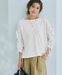 nissen | フリルギャザースリーブトップス(Tシャツ/カットソー)