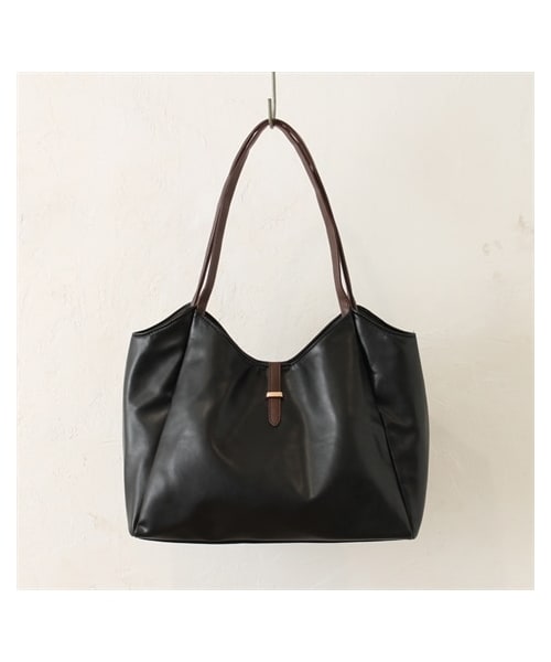 nissen（ニッセン）の「やわらか合皮フロントベルトデザイントートバッグ（Ａ４対応）（トートバッグ・メンズ・アイボリー/ブラック/モカ/ダークブルー・Y）」の2枚目の写真