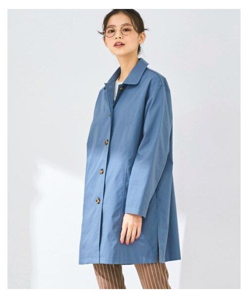 nissen（ニッセン）の「大きいサイズ 綿混ふわっと柔らかゆるシルエットステンカラーコート（ステンカラーコート・レディース・キャメルベージュ/グレイッシュブルー/エクリュ/ネイビー/黒/カーキ/ピンクベージュ/ラベンダー・L/LL/3L/4L/5L/6L/8L/10L）」の5枚目の写真