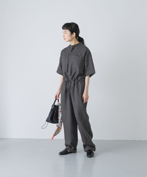 かぐれ（カグレ）の「リネンハーフスリーブオールインワン（つなぎ/オールインワン・レディース・BLACK/CHARCOAL・Free）」の22枚目の写真