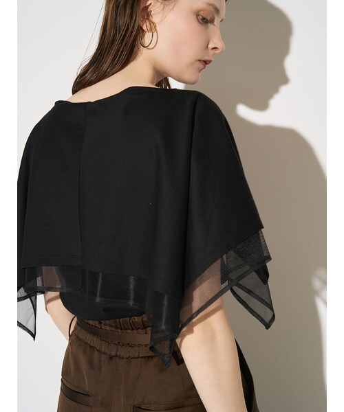 ELENDEEK（エレンディーク）の「CAPE LAYERD CS（Tシャツ/カットソー・レディース・オフホワイト/グレー/ブラック・F）」の6枚目の写真