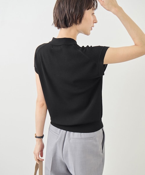 ROPE' PICNIC(ロペピクニック)の「八方映えニット 金ボタンフレンチスリーブポロカラーカーディガン/UVカット・接触冷感・イージーケア(カーディガン/ボレロ・レディース・ブラック/オフホワイト/ブラウン/サックス/ラベンダー・F)」の10枚目の写真