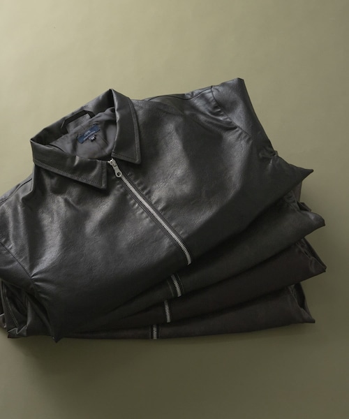 ITEMS URBANRESEARCH（アイテムズ アーバンリサーチ）の「F.L. ジップアップ ジャケット（ライダースジャケット・メンズ・BLK/FADED BLK/BRN/FADED BRN・M/L）」の6枚目の写真