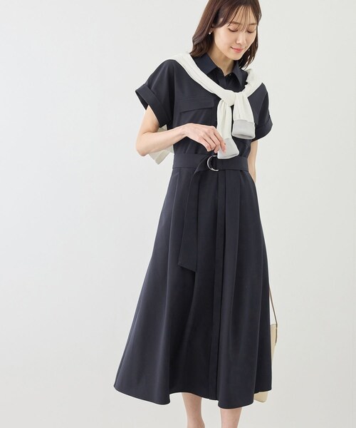 ROPE' PICNIC(ロペピクニック)の「アウトポケットシャツコンシャスワンピース/リンクコーデ(ワンピース・レディース・ダークブラウン系/ネイビー/ネイビー系・M/S)」の19枚目の写真