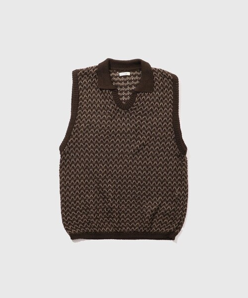 ADAM ET ROPE'(アダムエロペ)の「【Allege/アレッジ】Lace Vest(ベスト・メンズ・ダークブラウン/ベージュ・3/4)」の2枚目の写真