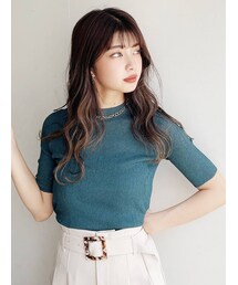 MURUA | シアーミニマルハーフスリーブトップス(ニット/セーター)