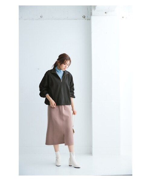 nissen（ニッセン）の「ハーフジップ裾ドロストプルオーバー（Tシャツ/カットソー・レディース・黒/ブルー・S~M/L~LL）」の8枚目の写真