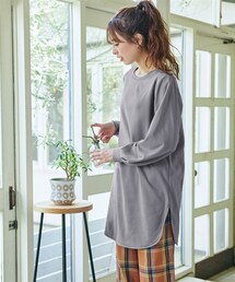 nissen | 大きいサイズ タックスリーブ裏起毛カットソーチュニック(チュニック)