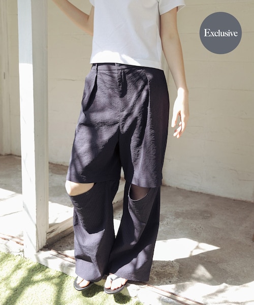 URBAN RESEARCH(アーバンリサーチ)の「『吸水速乾/UVカット』『別注』THOUSAND MILE×URBAN RESEARCH DETACHABLE PANTS(その他パンツ・レディース・BLACK/NAVYSTRIPE・M/L)」の2枚目の写真