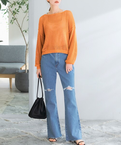 URBAN RESEARCH ROSSO（アーバンリサーチロッソ）の「NEEDBY heritage　BARBARA BOOT CUT DAMAGED（デニムパンツ・レディース・DAMAGELBLU・24/25/26）」の7枚目の写真