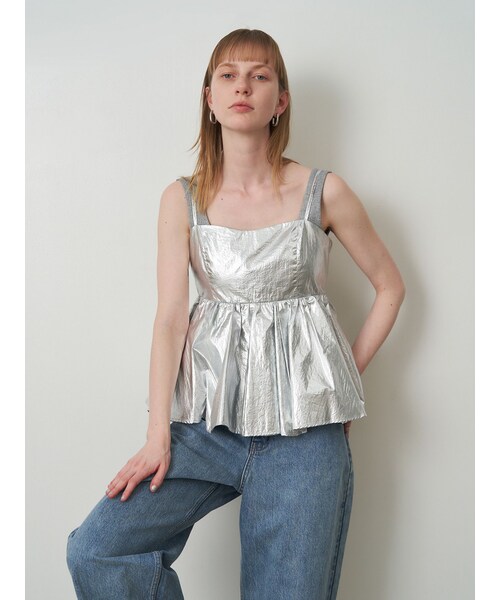 ELENDEEK（エレンディーク）の「SHINY CAMI（キャミソール・レディース・ブラック/シルバー・F）」の4枚目の写真