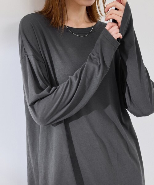 ROPE' PICNIC(ロペピクニック)の「シアーロングTシャツ(Tシャツ/カットソー・レディース・チャコール/ライトグレー/ホワイト/ピンク・38)」の15枚目の写真