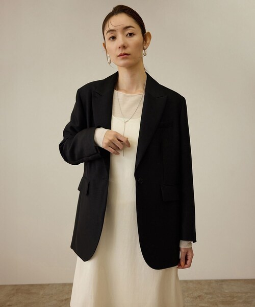 ROPE'（ロペ）の「シルクウールオーバージャケット（テーラードジャケット・レディース・ブラック/オフホワイト・36/38）」の11枚目の写真