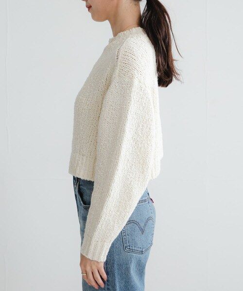 URBAN RESEARCH（アーバンリサーチ）の「バルキーブークレニット（ニット/セーター・レディース・OFF WHITE/PINK/BLACK MIX・Free）」の15枚目の写真