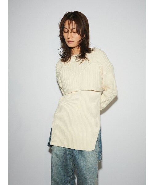 Ungrid（アングリッド）の「【Htage】ビスチェコンビルーズニット（その他・レディース・チャコールグレー/アイボリー・F）」の2枚目の写真