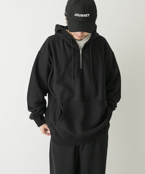 EKAL（エカル）の「QUICK DRY ハーフジップフーディー（スウェット・メンズ・グレー/ブラック・M/L）」の6枚目の写真