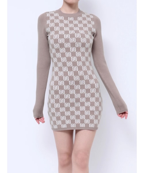 GYDA（ジェイダ）の「GYGYジャカードタイトニットワンピース