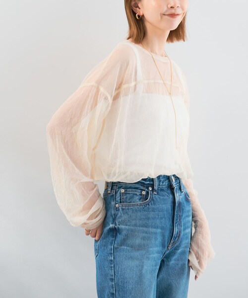 URBAN RESEARCH ROSSO（アーバンリサーチロッソ）の「provoke　シアーフットボールTシャツ（Tシャツ/カットソー・レディース・lightbeige/white/black・FREE）」の4枚目の写真
