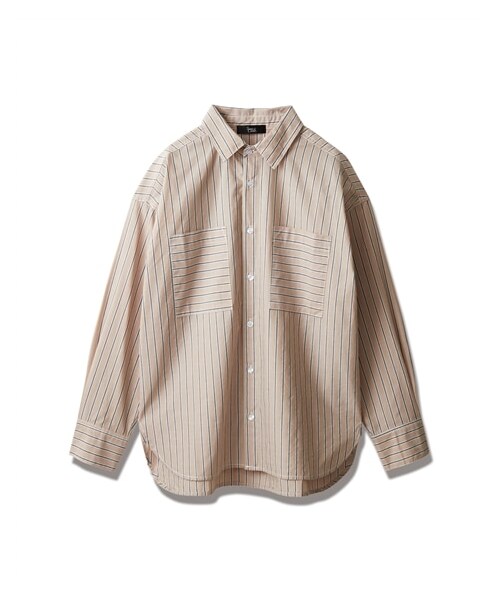 nissen（ニッセン）の「【GEVS.】綿100％ストライプビッグシャツ（シャツ/ブラウス・レディース・ピンク系ストライプ/ベージュ系ストライプ/ブルー系ストライプ・M/L/LL/3L/4L/5L/6L/8L/10L）」の4枚目の写真