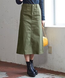 nissen | 大きいサイズすごのびストレッチツイルベイカーデザインミディー丈スカート（ゆったりヒップ）(スカート)