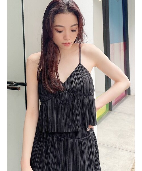 GYDA（ジェイダ）の「サテンプリーツフレアビスチェ（キャミソール・レディース・オフホワイト/ブラック/ピンク/ブラウン・F）」の22枚目の写真