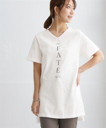 nissen | 【綿１００％】プリントV ネックチュニックTシャツ（接触冷感・UVカット）（選べる柄）＜大きいサイズ有＞(チュニック)