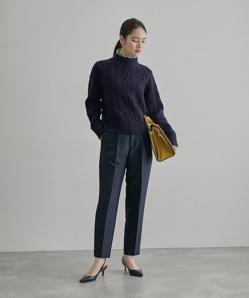 ROPE'(ロペ)の「【一部店舗限定】カシミヤブレンド ケーブルビルドネックニットプルオーバー(ニット/セーター・レディース・オフホワイト/ネイビー系・F)」の14枚目の写真