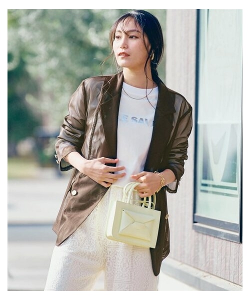 nissen（ニッセン）の「メッシュテーラードジャケット（ジャケット/アウター・レディース・黒/ブラウン/ベージュ・S/M/L/LL）」の2枚目の写真