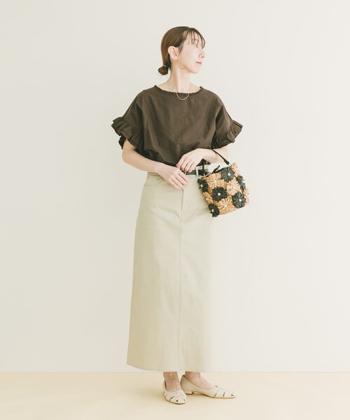 ITEMS URBANRESEARCH（アイテムズ アーバンリサーチ）の「『イージーケア』ストレッチチノスカート(楽着シリーズ)（スカート・レディース・CML/L.BEG/NVY・S/M）」の9枚目の写真