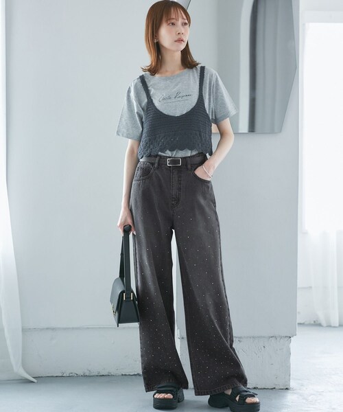 ROPE' PICNIC（ロペピクニック）の「キラキラビジューデニム（デニムパンツ・レディース・ネイビー/ブルー/ブラック系・36/38/40）」の15枚目の写真