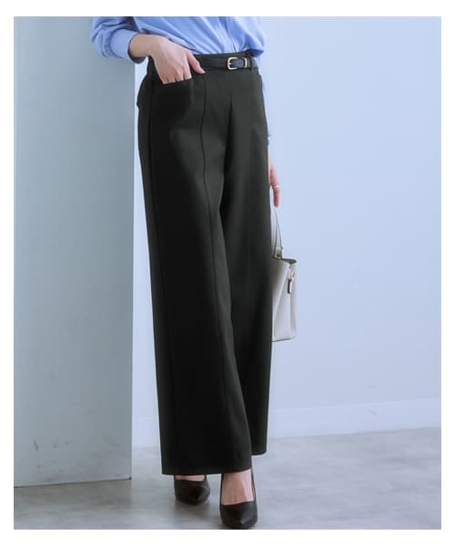 nissen（ニッセン）の「ハリ感素材ストレッチワイドパンツ<大きいサイズ有>（パンツ・レディース・ベージュ/ライトグレー/ネイビー/黒/オフホワイト/マスタード・S/M/L/LL/3L/4L/5L/6L）」の10枚目の写真