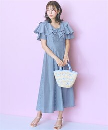 marun | ＜大きいサイズ＞フリルデザインストライプワンピース　marun(ワンピース)