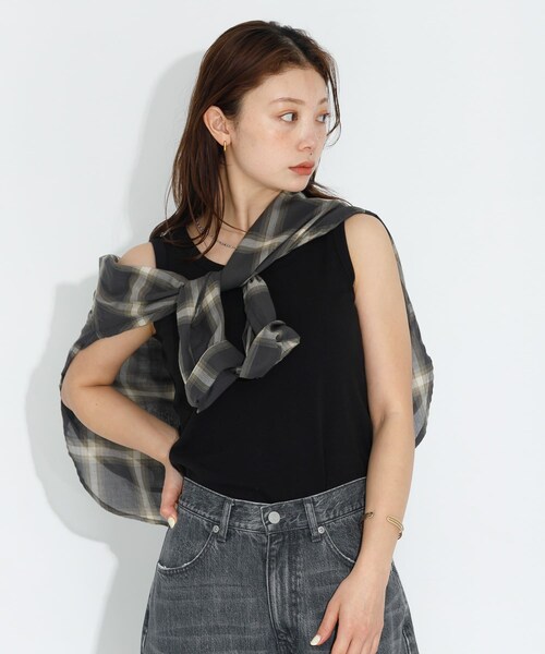 URBAN RESEARCH Sonny Label（アーバンリサーチサニーレーベル）の「フライス/ジャガードタンクトップ（タンクトップ・レディース・JQグレー/オフ/ブラック/JQブラック/レモンベージュ・FREE）」の13枚目の写真