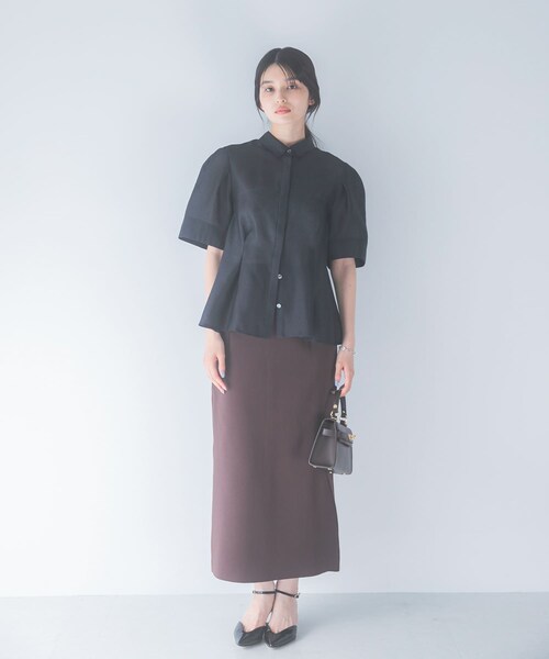 URBAN RESEARCH ROSSO（アーバンリサーチロッソ）の「シアーオーガンジーフォルムシャツ（シャツ/ブラウス・レディース・BLACK/OFF WHITE・Free）」の14枚目の写真