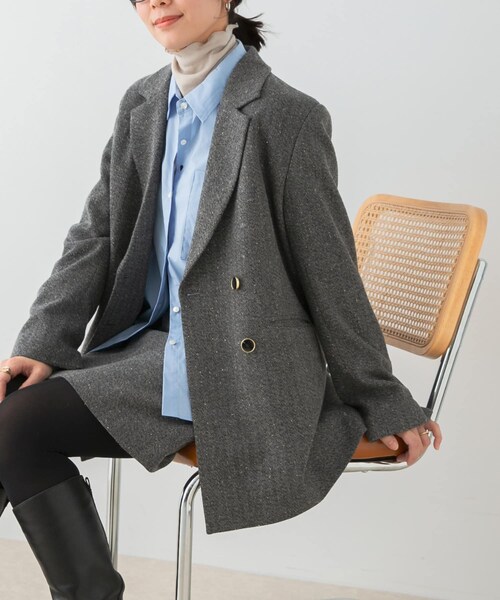 URBAN RESEARCH ROSSO（アーバンリサーチロッソ）の「F by ROSSO　ヘリンボンネップツイードジャケット（テーラードジャケット・レディース・BEIGE/GRAY・Free）」の3枚目の写真