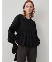 ELENDEEK | BACK TIE PLEATS MIX BL(シャツ/ブラウス)