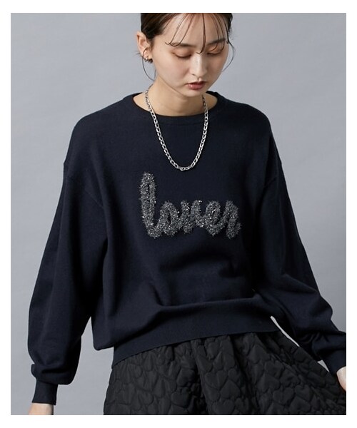 nissen（ニッセン）の「ラメフェザーロゴニット（ニット/セーター・レディース・ネイビー/グレー・M/L/LL）」の14枚目の写真