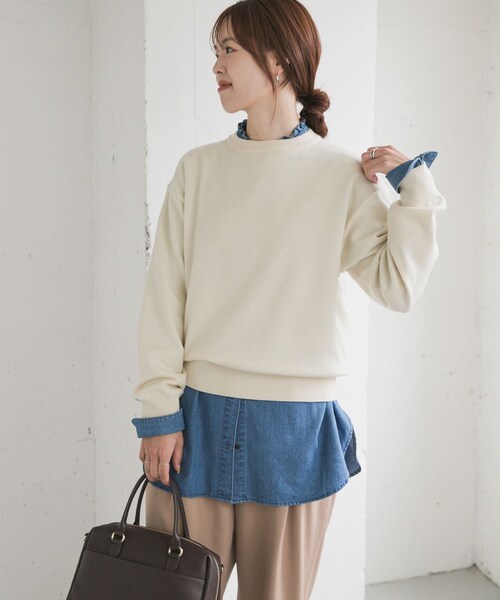 URBAN RESEARCH DOORS(アーバンリサーチドアーズ)の「『仁村紗和さん着用』『UR TECH 200日ニット』スウェットライクプルオーバー(ニット/セーター・レディース・L.GRAY/MINT/ORANGE/BROWN/OFF/D.RED/杢CHARCOAL・M)」の10枚目の写真