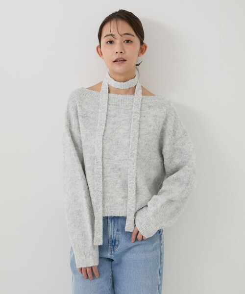 Jayro(ジャイロ)の「チョーカー付き前後2WAYカーディガン(カーディガン/ボレロ・レディース・チャコール/ライトグレー/オフホワイト/ダークブラウン・M)」の14枚目の写真