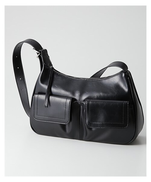 nissen（ニッセン）の「艶合皮ダブルフラップポケットショルダーバッグ（ショルダーバッグ・メンズ・ブラック/ブラウン/ワイン/グレー・Y）」の5枚目の写真