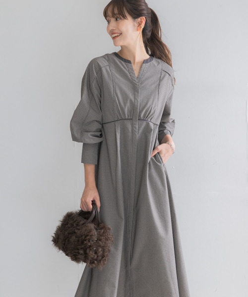 URBAN RESEARCH ROSSO（アーバンリサーチロッソ）の「『一部WEB限定カラー』バイカラーチェックナローワンピース（ワンピース・レディース・BROWN/BEIGE/NAVY・Free）」の2枚目の写真