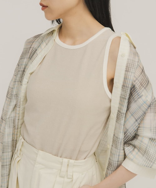 KBF（ケイビーエフ）の「バイカラーパイルタンク（タンクトップ・レディース・BEIGE/BROWN/CHARCOAL・One）」の3枚目の写真