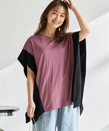 nissen | ＜大きいサイズ＞美ラクRUタッチ配色プルオーバー（接触冷感・抗菌防臭・UVカット・遮熱）(Tシャツ/カットソー)