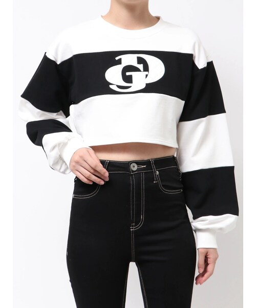 GD fake leather patch shortトップス