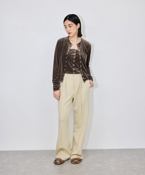 ADAM ET ROPE'(アダムエロペ)の「【定番】マルチWAYシアートリコットベロアカーディガン(カーディガン/ボレロ・レディース・キナリ/ダークブラウン/ライトグリーン/ブルー・F)」の8枚目の写真